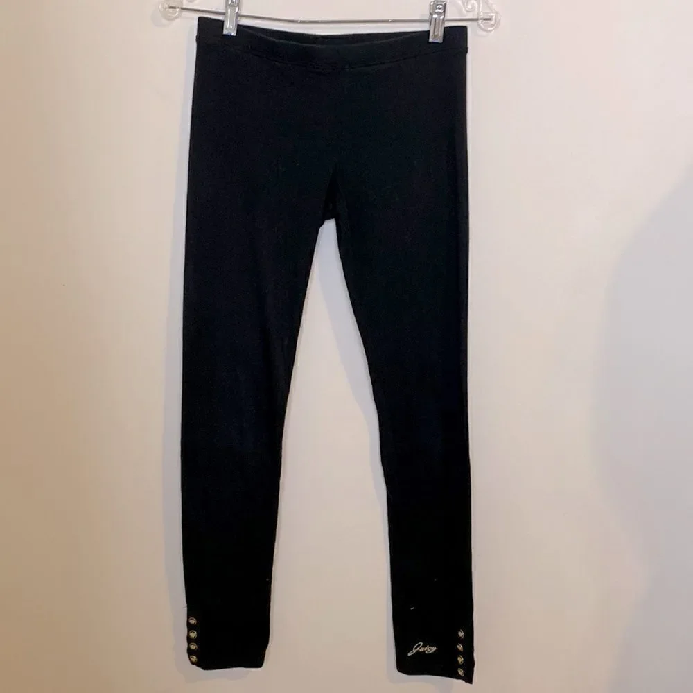 Juicy Couture Black Leggings Size 14 Enamel Snaps